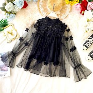 Women’s Black Sheer Lace Blouse